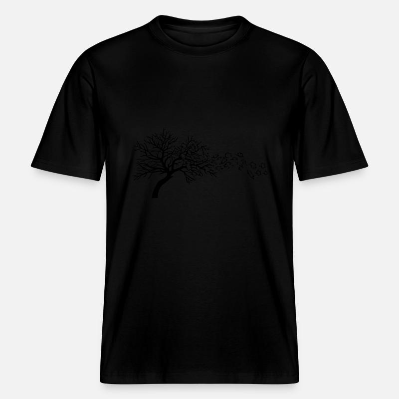 Autumn leaves arbre vent -  T-shirt unisexe RELAXED FIT en coton bio - noir