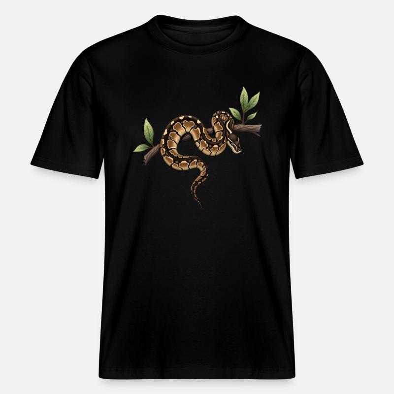 Königspython Schlangen Liebhaber Terrarium Python -  RELAXED FIT Unisex Organic T-Shirt - Schwarz