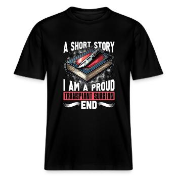 Transplant Surgery A Short Story Emergency Doctor -  RELAXED FIT Unisex Organic T-Shirt - black - Front - Alina (178cm) & Michal (187cm)