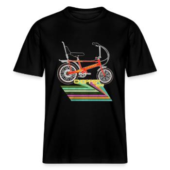 Chopper Bicycle -  RELAXED FIT Unisex Organic T-Shirt - black - Front - Alina (178cm) & Michal (187cm)