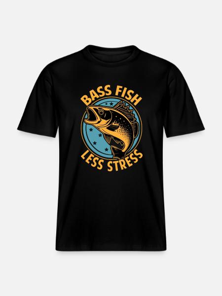 Bassfischen, weniger Stress -  RELAXED FIT Unisex Organic T-Shirt - Schwarz