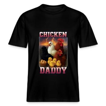 Huhn -  RELAXED FIT Unisex Organic T-Shirt - Schwarz - Vorne - Alina (178cm) & Michal (187cm)