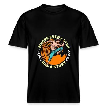 Dance Teacher Where Every Step Has Choreography -  RELAXED FIT Unisex Organic T-Shirt - black - Front - Alina (178cm) & Michal (187cm)