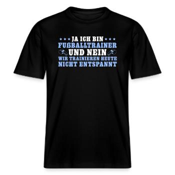 Fußballtrainer Wir trainieren nicht entspannt -  RELAXED FIT Unisex Organic T-Shirt - Schwarz - Vorne - Alina (178cm) & Michal (187cm)