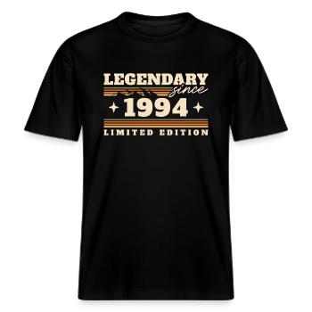 Jahrgang 1994 Geburtstag 30 Jahre -  RELAXED FIT Unisex Organic T-Shirt - Schwarz - Vorne - Alina (178cm) & Michal (187cm)