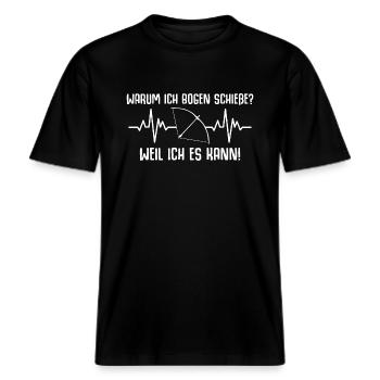 Bogenschießen Weil ich es kann -  RELAXED FIT Unisex Organic T-Shirt - Schwarz - Vorne - Alina (178cm) & Michal (187cm)