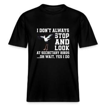 Sekretär Vogelliebhaber -  RELAXED FIT Unisex Organic T-Shirt - Schwarz - Vorne - Alina (178cm) & Michal (187cm)