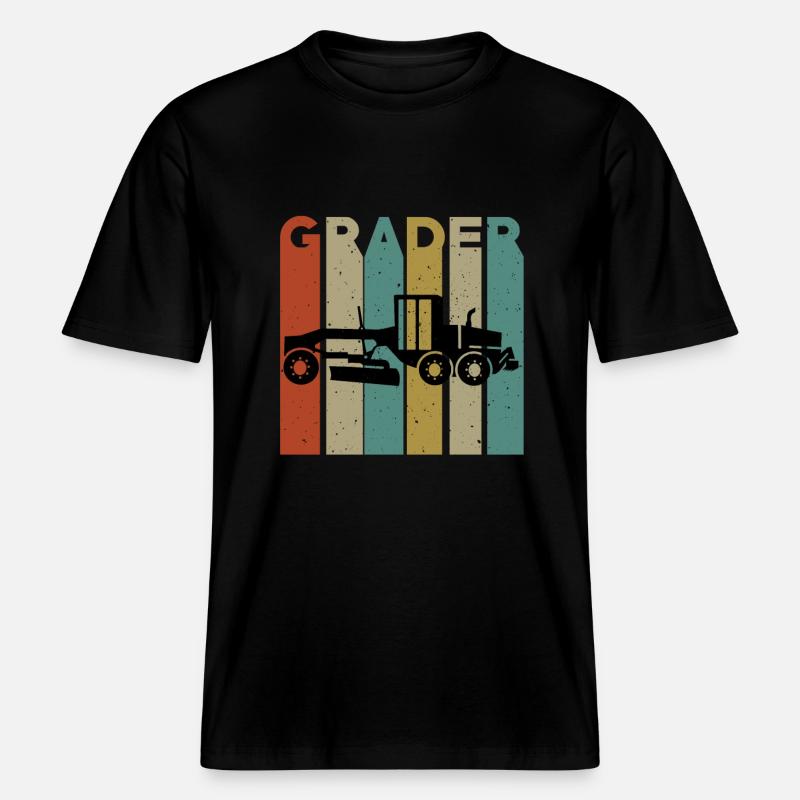 Conception rétro de niveleuse -  T-shirt unisexe RELAXED FIT en coton bio - noir