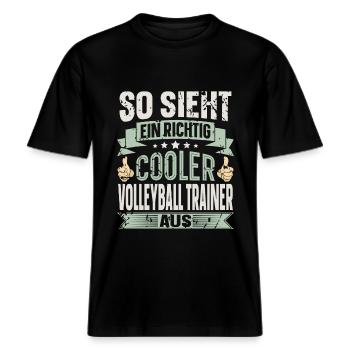 Volleyball Trainer -  RELAXED FIT Unisex Organic T-Shirt - Schwarz - Vorne - Alina (178cm) & Michal (187cm)