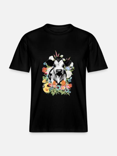 Kuh Blumen - RELAXED FIT Unisex Organic T-Shirt - Schwarz