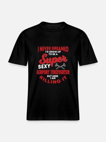 Funny airport firefighter -  RELAXED FIT Unisex Organic T-Shirt - black