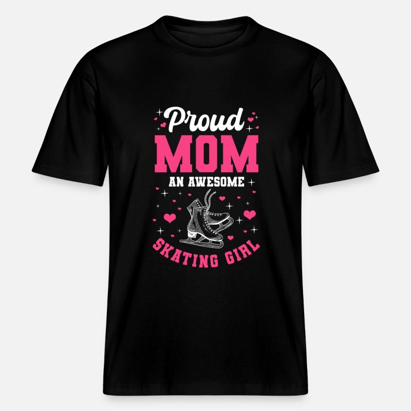 Stolze Mutter Eislaufenden Mädchen -  RELAXED FIT Unisex Organic T-Shirt - Schwarz