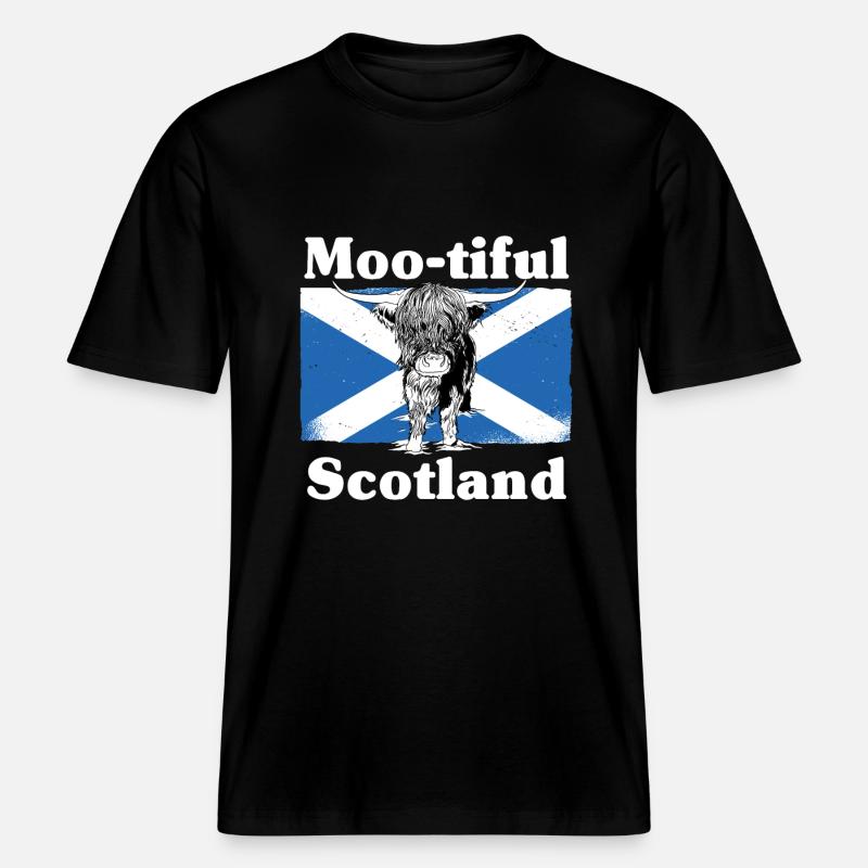 Moo-tiful - Ecosse -  T-shirt unisexe RELAXED FIT en coton bio - noir