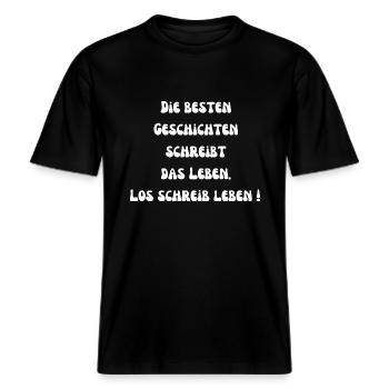 Schreib, Leben! -  RELAXED FIT Unisex Organic T-Shirt - Schwarz - Vorne - Alina (178cm) & Michal (187cm)