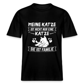 Katze NICHT NUR EINE KATZE -  RELAXED FIT Unisex Organic T-Shirt - Schwarz - Vorne - Alina (178cm) & Michal (187cm)