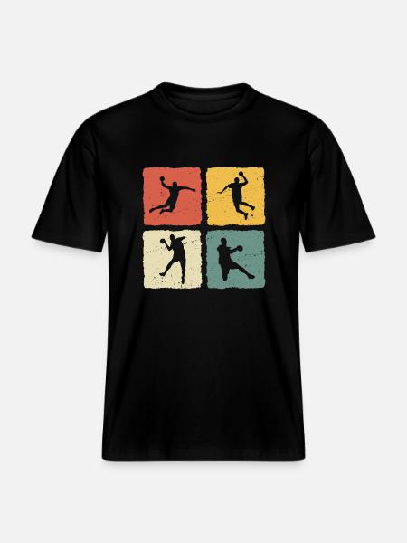 Handbalspeler Retro T-Shirt Handbal -  Uniseks RELAXED FIT bio-T-shirt - zwart