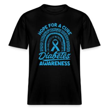 Hoffnung Auf Heilung - Diabetes Spruch -  RELAXED FIT Unisex Organic T-Shirt - Schwarz - Vorne - Alina (178cm) & Michal (187cm)