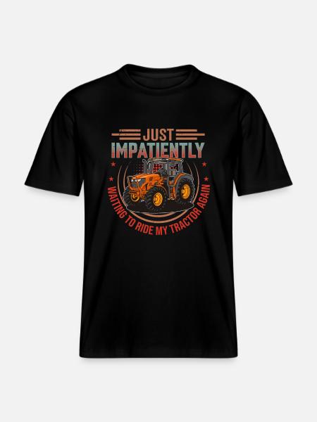 Retro traktor høsttid - siger engelsk - Økologisk unisex T-shirt RELAXED FIT - sort