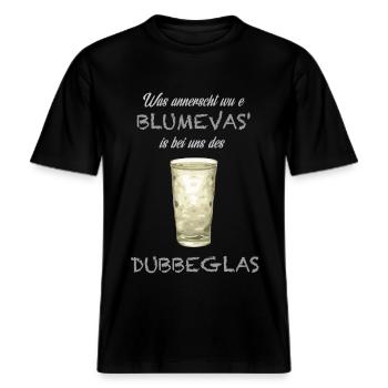 Dubbeglas Blumevas' -  RELAXED FIT Unisex Organic T-Shirt - Schwarz - Vorne - Alina (178cm) & Michal (187cm)
