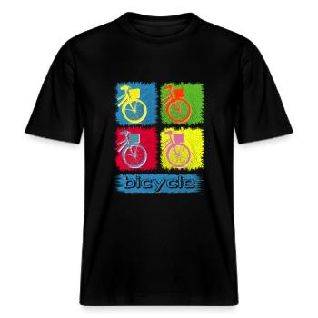 Bicycle Fahrrad Bike Shirt -  RELAXED FIT Unisex Organic T-Shirt - Schwarz - Vorne - Alina (178cm) & Michal (187cm)