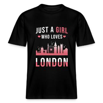 Londres -  T-shirt unisexe RELAXED FIT en coton bio - noir - Devant - Alina (178cm) & Michal (187cm)