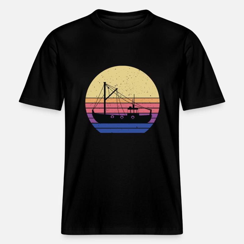 Fischkutter Retro Design -  RELAXED FIT Unisex Organic T-Shirt - Schwarz