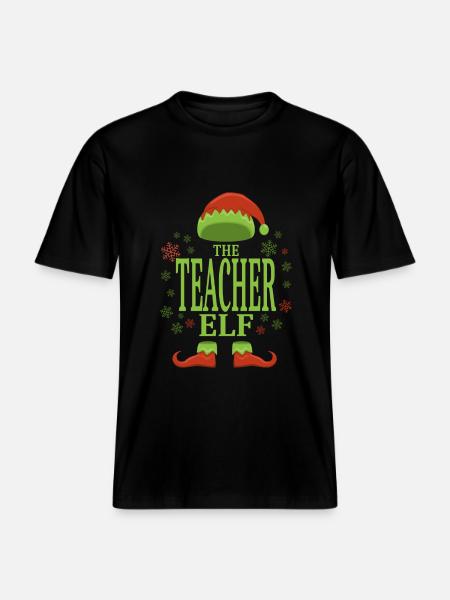 Teacher Christmas Elf -  RELAXED FIT Unisex Organic T-Shirt - black