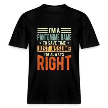 Pantomime Lady -  RELAXED FIT Unisex Organic T-Shirt - black - Front - Alina (178cm) & Michal (187cm)