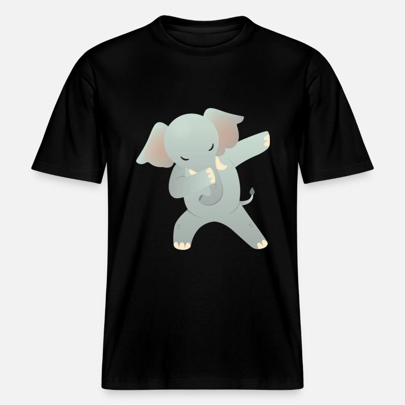 Elephant Dab Dance - Cool Gift -  RELAXED FIT Unisex Organic T-Shirt - black