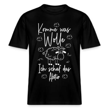 Abi 2026 Komme was wolle Ich schaf das Abitur 2026 -  RELAXED FIT Unisex Organic T-Shirt - Schwarz - Vorne - Alina (178cm) & Michal (187cm)