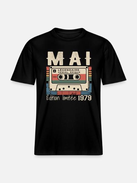 Mai 1979 - T-shirt unisexe RELAXED FIT en coton bio - noir