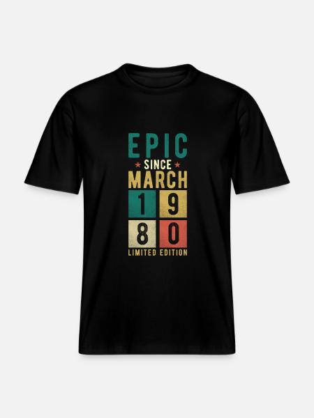 Birthday March 1980 -  RELAXED FIT Unisex Organic T-Shirt - black