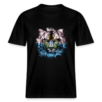 Saint-Marin -  T-shirt unisexe RELAXED FIT en coton bio - noir - Devant - Alina (178cm) & Michal (187cm)