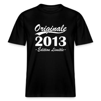 Originale 2013 édition limitée -  T-shirt unisexe RELAXED FIT en coton bio - noir - Devant - Alina (178cm) & Michal (187cm)