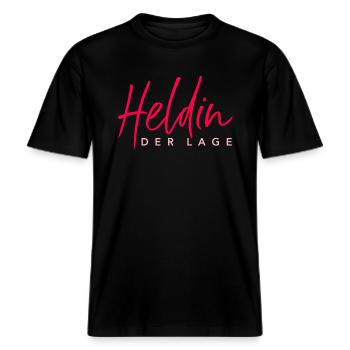 Heldin der Lage -  RELAXED FIT Unisex Organic T-Shirt - Schwarz - Vorne - Alina (178cm) & Michal (187cm)