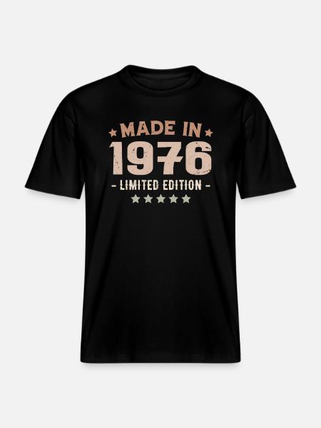 Made in 1976 Birthday Gift 1976 Vintage 1976 -  RELAXED FIT Unisex Organic T-Shirt - black