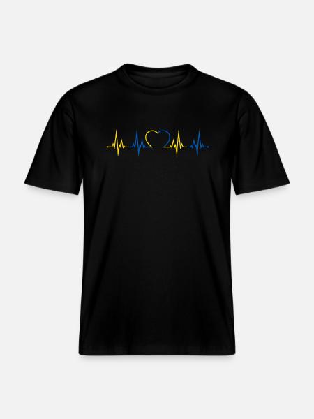 Ukraine heartbeat - RELAXED FIT Unisex Organic T-Shirt - black