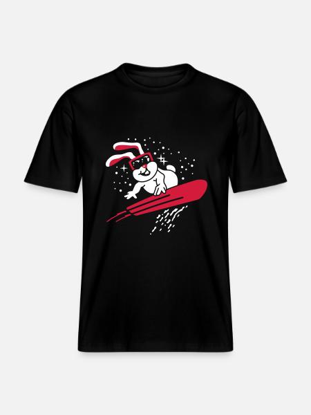 Śnieg Bunny - Narty - Snowboard - Sporty zimowe 2C -  Ekologiczna koszulka Unisex RELAXED FIT - czarny