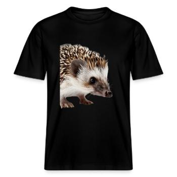 Igel -  RELAXED FIT Unisex Organic T-Shirt - Schwarz - Vorne - Alina (178cm) & Michal (187cm)