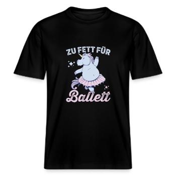 Zu Fett für Ballett -  RELAXED FIT Unisex Organic T-Shirt - Schwarz - Vorne - Alina (178cm) & Michal (187cm)