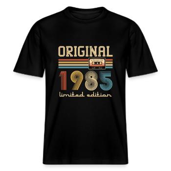 Anniversaire 40 Ans Original 1985 Cadeau Fête -  T-shirt unisexe RELAXED FIT en coton bio - noir - Devant - Alina (178cm) & Michal (187cm)