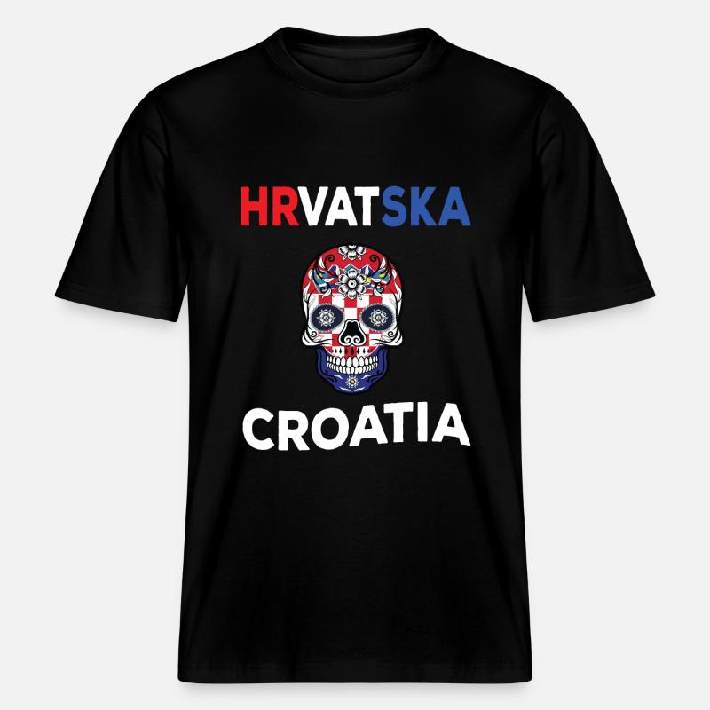 Croatie - T-shirt unisexe RELAXED FIT en coton bio - noir