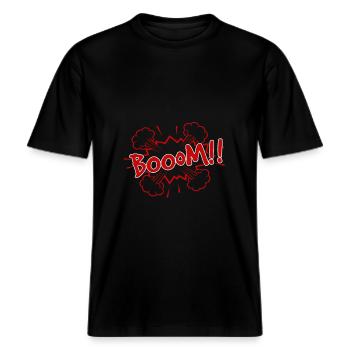 comic Boom -  RELAXED FIT Unisex Organic T-Shirt - Schwarz - Vorne - Alina (178cm) & Michal (187cm)