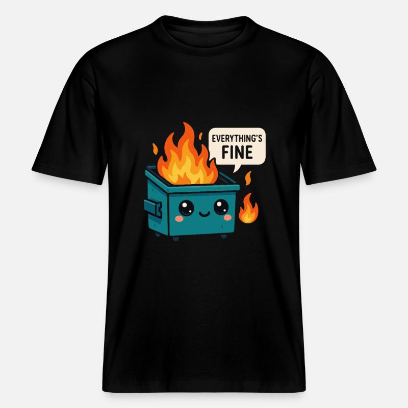 Dumpster Fire Meme -  RELAXED FIT Unisex Organic T-Shirt - Schwarz