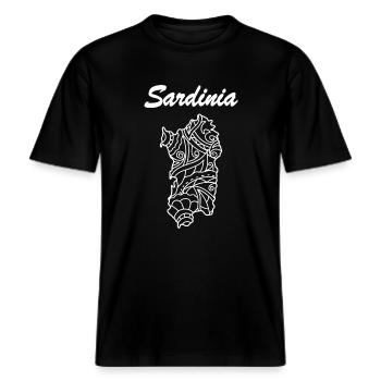 Sardinien Insel Italien Sardinia Island Italy -  RELAXED FIT Unisex Organic T-Shirt - Schwarz - Vorne - Alina (178cm) & Michal (187cm)