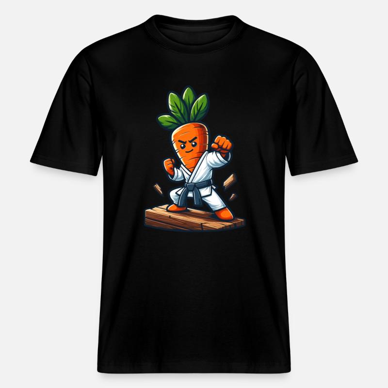 Karaté Carrot Master Fighter Pose -  T-shirt unisexe RELAXED FIT en coton bio - noir