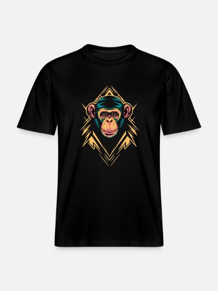 Monkey Head with Geometric Shapes -  RELAXED FIT Unisex Organic T-Shirt - black