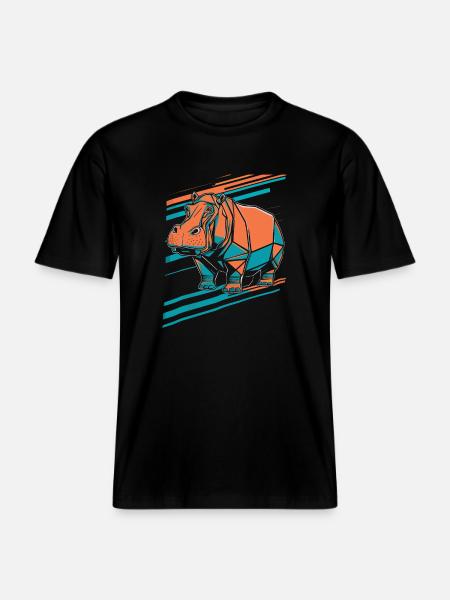 Geometric Hippo Art Design -  RELAXED FIT Unisex Organic T-Shirt - black