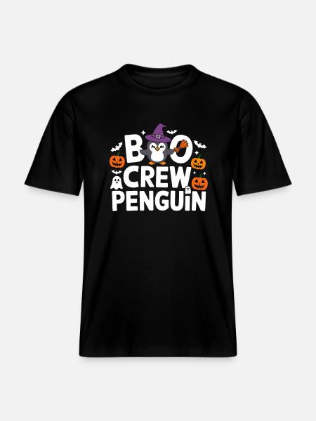 Boo Crew Pingouin Halloween -  T-shirt unisexe RELAXED FIT en coton bio - noir