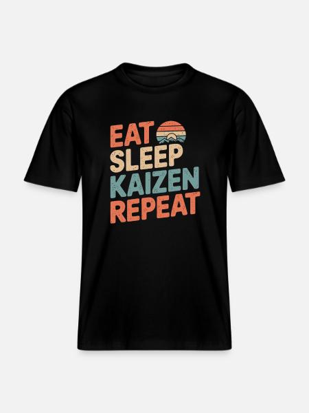 Eat Sleep Kaizen Improvement Repeat - RELAXED FIT Unisex Organic T-Shirt - black